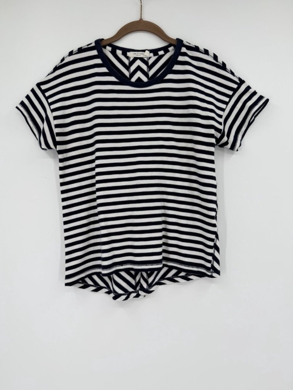 Rag & Bone Womens Size Small Nautical Striped Crew Neck Open Back Shirt